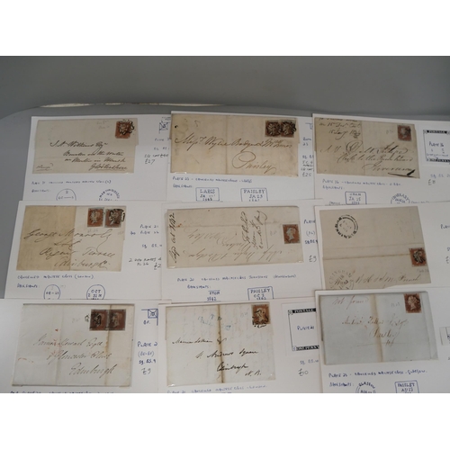 640 - GB postal history with 18 covers containing SG8 all plated between plate 21 and 32 and well written ... 