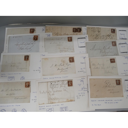 640 - GB postal history with 18 covers containing SG8 all plated between plate 21 and 32 and well written ... 