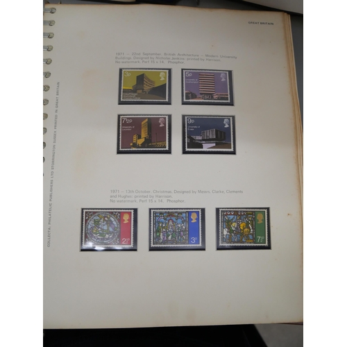 654 - A Great Britain stamp collection in three printed albums, used stamps, to Queen Elizabeth II and min... 