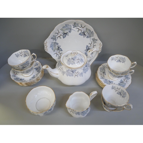 660 - A Royal Albert Silver Maple six setting tea set with bread and butter plate