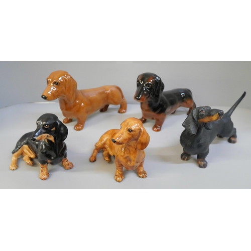 662 - A collection of Dachshund figures including Beswick and Coalport