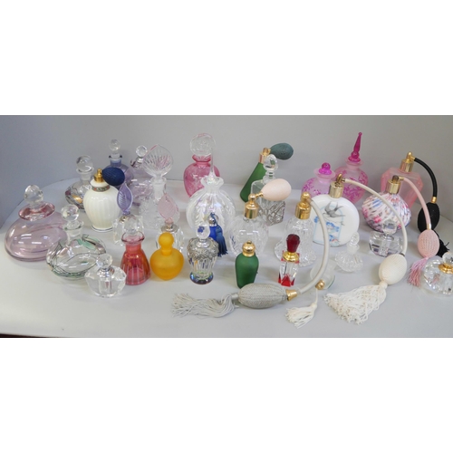 681 - Assorted glass scent bottles and atomisers