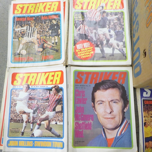 691 - A box of early 1970s Striker comic magazines