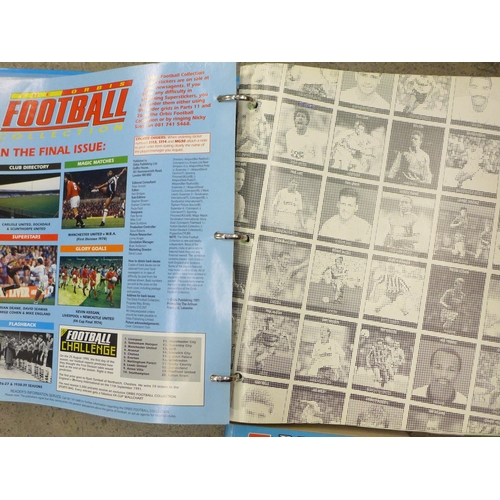 696 - Three Orbis Football Collection folders with contents and two Panini Year Books