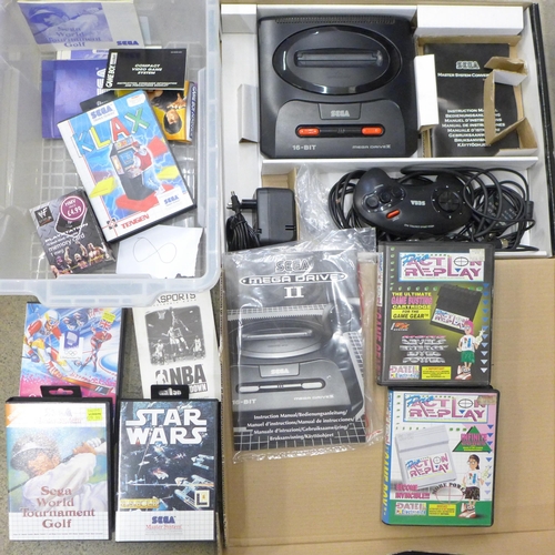 698 - A Sega Mega Drive II, 16 bit game console and games including Star Wars