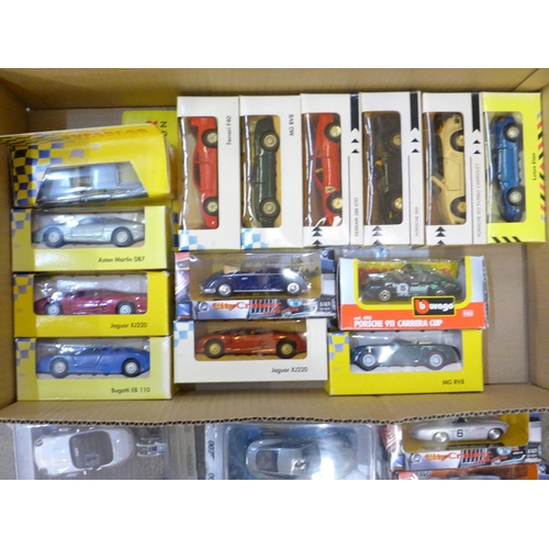 714 - A box of model vehicles including Matchbox, Dinky and James Bond themed