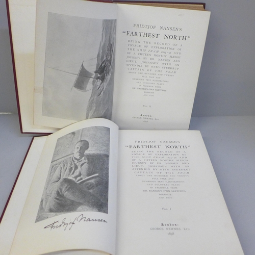 732 - Two volumes, Nansen's Farthest North, a record of voyage of exploration of the ship FRAM, 1893-96, p... 