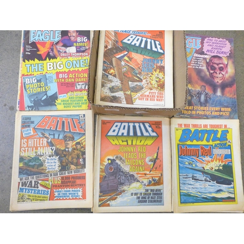 742 - A box of Battle and Eagle comics