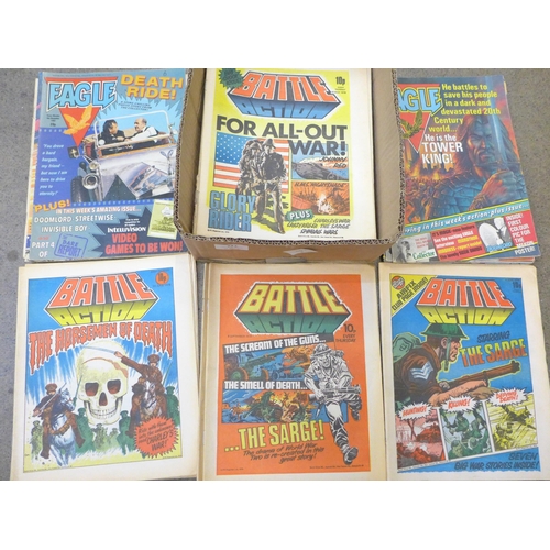 742 - A box of Battle and Eagle comics