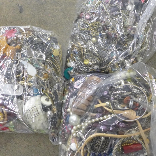 747 - Three bags of costume jewellery