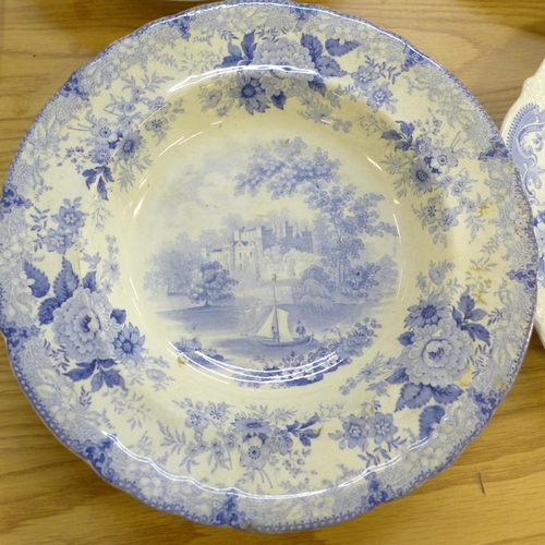 748 - A set of four Royal Crown Derby A962 pattern dinner plates, a pair of blue and white plates, Italian... 