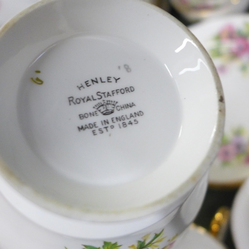 759 - Two Royal Stafford tea sets; Henley design with nine tea cups, saucers, tea plates, cream and sugar,... 