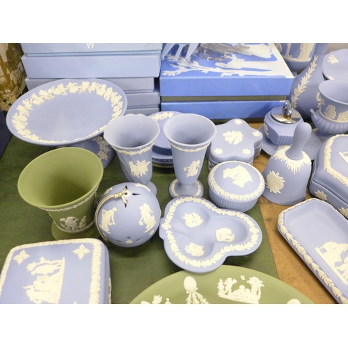 760 - A large collection of Wedgwood Jasperware, together with a collection of Jasperware Christmas plates... 