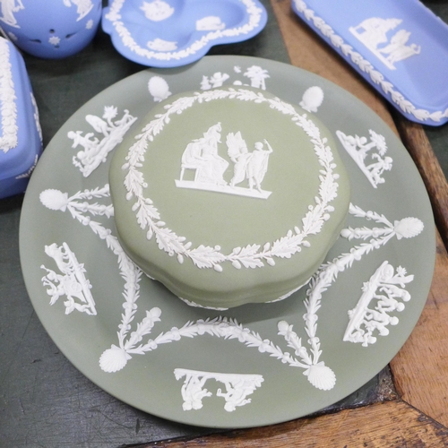 760 - A large collection of Wedgwood Jasperware, together with a collection of Jasperware Christmas plates... 