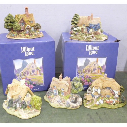 761 - Five Lilliput Lane cottages, includes Beekeepers Cottage, Shades of Summer, Halcyon Days, Water mead... 