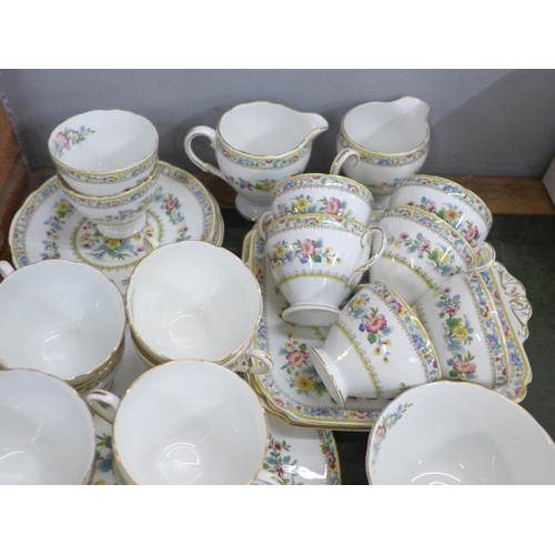 762 - A collection of Foley Ming Rose China, sixteen (one a/f), sixteen, twelve small plates, four larger ... 