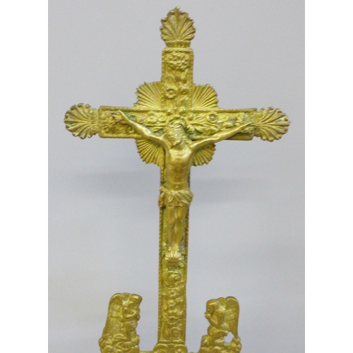 771 - A brass Crucifix, 34cm