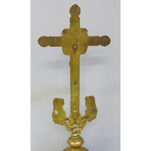 771 - A brass Crucifix, 34cm