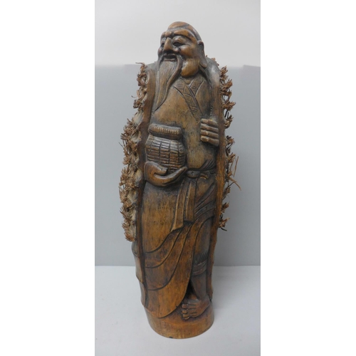 782 - A carved bamboo 'root' figure of a Chinese elder, 48.5cm