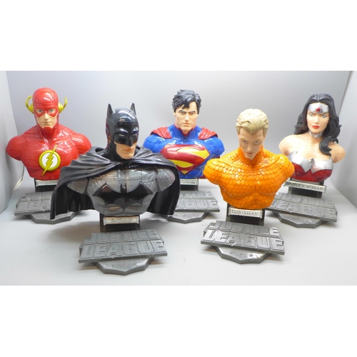 788 - Five Justice League Lego Busts, Star Wars and Marvel figures (35 approx)