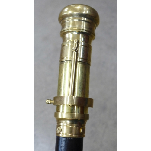 790 - A walking cane with metamorphic brass telescope top, Ross of London 1917 (reproduction)