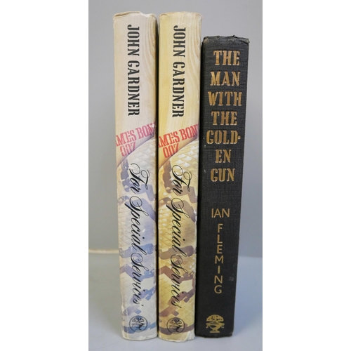 794 - A collection of three James Bond first edition novels, John Gardner's For Special Service, (2 books)... 