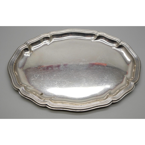 800 - A .830 German silver tray, marked Wilkens, 135g, 21 x 15cm