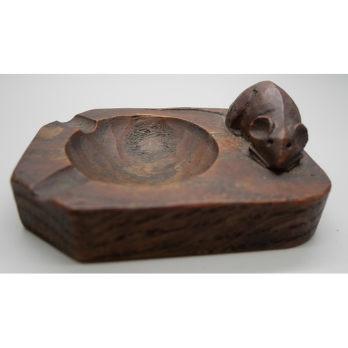 801 - A Robert Thompson Mouseman carved oak ash tray, 10 x 7.3cm