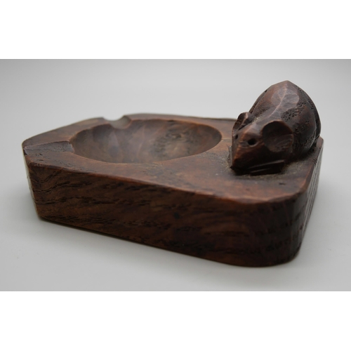 801 - A Robert Thompson Mouseman carved oak ash tray, 10 x 7.3cm