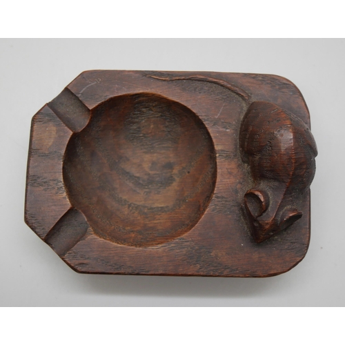 801 - A Robert Thompson Mouseman carved oak ash tray, 10 x 7.3cm