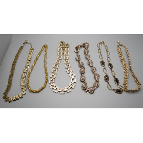 807 - Designer gold tone necklets including Trifari and Le Chateau