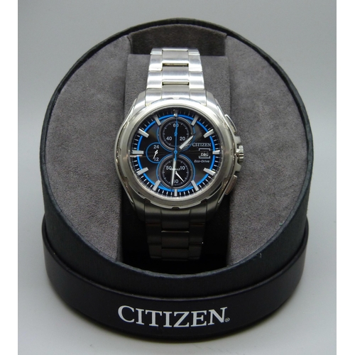 814 - A Citizen Eco-Drive wristwatch, 45mm including crown, boxed