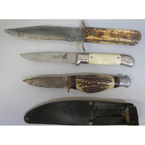 854 - Three knives including one marked Original Bowie Knife