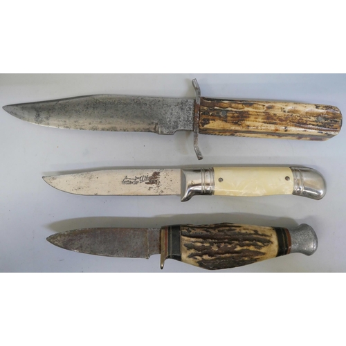 854 - Three knives including one marked Original Bowie Knife