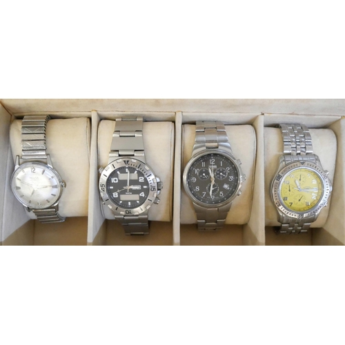 856 - Four wristwatches including Rotary and Zeitner, in a storage box