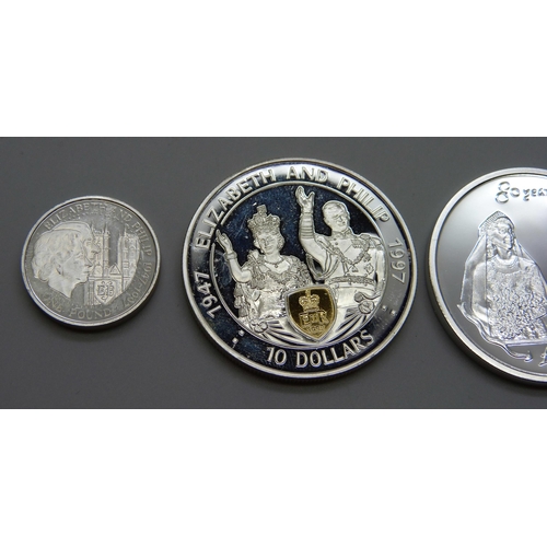 909 - Three silver proof coins - 1997 East Caribbean States 10 Dollars, 2006 South Georgia & South Sandwic... 