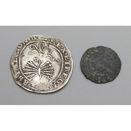 911 - A Spanish 4 Real hammered coin and one other hammered coin