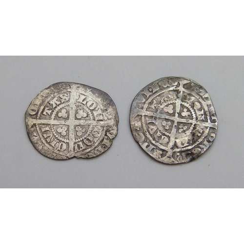 913 - 2 x Edward III silver half Groats, both London Mint (1327-1377)