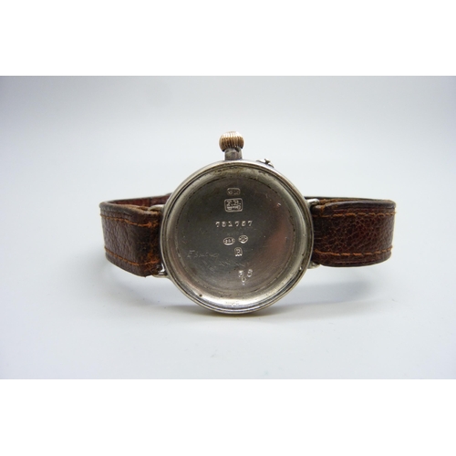 922 - A silver cased Borgel S&Co Peerless trench watch (early IWC), London import mark, 1918, together wit... 