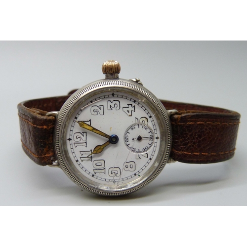 922 - A silver cased Borgel S&Co Peerless trench watch (early IWC), London import mark, 1918, together wit... 