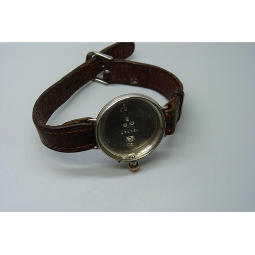 922 - A silver cased Borgel S&Co Peerless trench watch (early IWC), London import mark, 1918, together wit... 