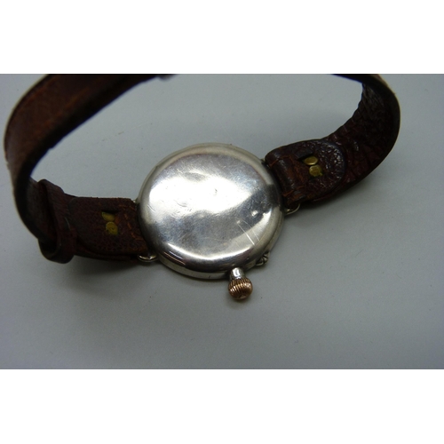 922 - A silver cased Borgel S&Co Peerless trench watch (early IWC), London import mark, 1918, together wit... 