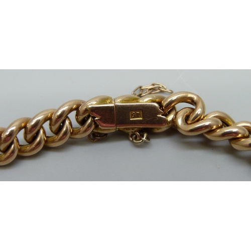 932 - A 15ct gold bracelet, 14.7g, 18.5cm