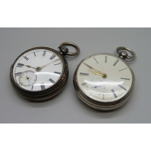 948 - Two silver fusee pocket watches, one with loose glass