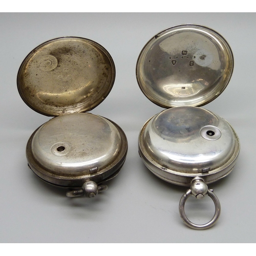 948 - Two silver fusee pocket watches, one with loose glass