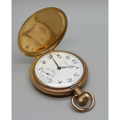 950 - A Waltham rolled gold full Hunter pocket watch