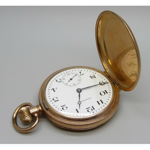 950 - A Waltham rolled gold full Hunter pocket watch