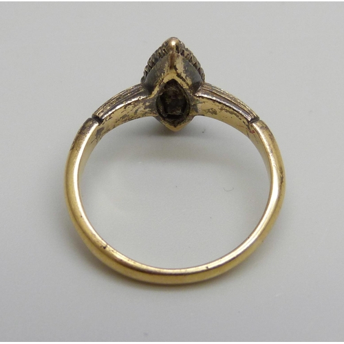 978 - An 18ct gold and platinum set diamond ring, lacking two stones, 3.6g, L