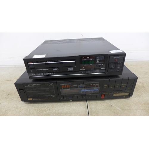 5110 - A Sansui S-X1050 quartz synthesizer stereo receiver and a Phillips CD 160 compact disc player