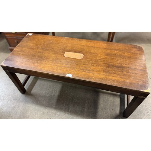 168 - A mahogany campaign style coffee table